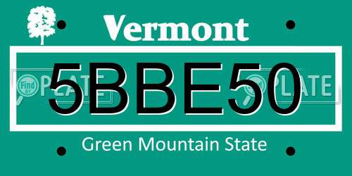 5BBE50 Vermont License Plate