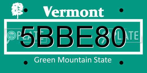 5BBE80 Vermont License Plate