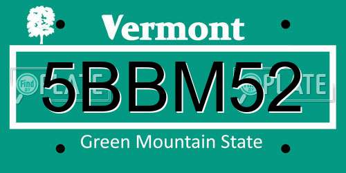 5BBM52 Vermont License Plate