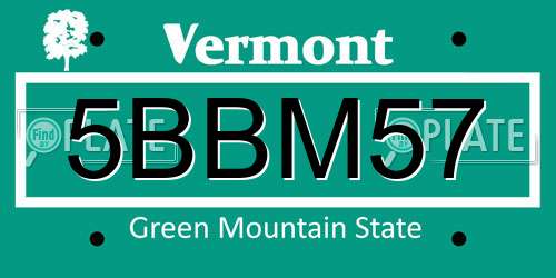 5BBM57 Vermont License Plate