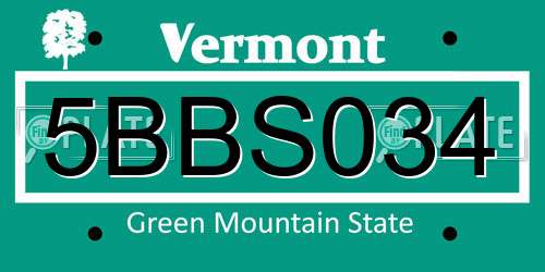 5BBS034 Vermont License Plate