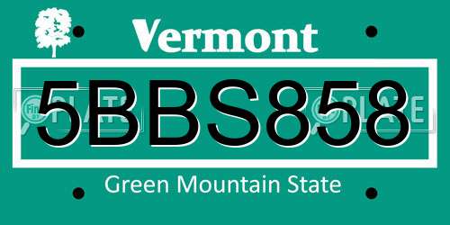 5BBS858 Vermont License Plate