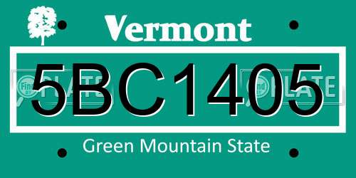 5BC1405 Vermont License Plate