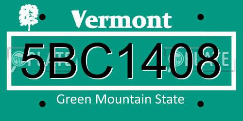 5BC1408 Vermont License Plate