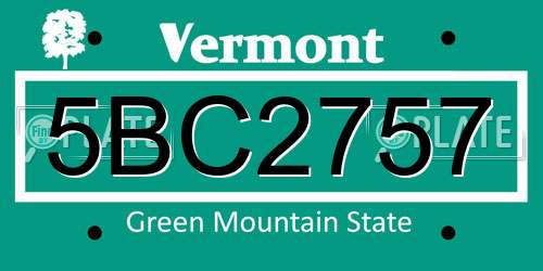 5BC2757 Vermont License Plate