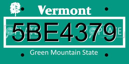 5BE4379 Vermont License Plate