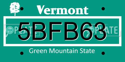5BFB63 Vermont License Plate