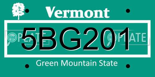 5BG201 Vermont License Plate