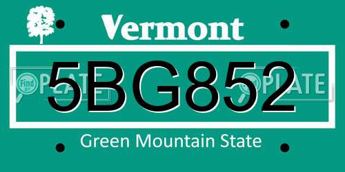 5BG852 Vermont License Plate