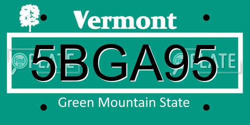 5BGA95 Vermont License Plate