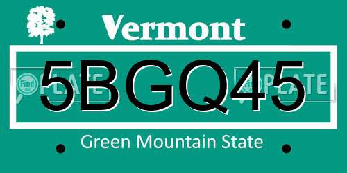 5BGQ45 Vermont License Plate