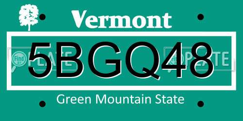 5BGQ48 Vermont License Plate