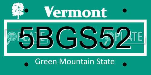 5BGS52 Vermont License Plate