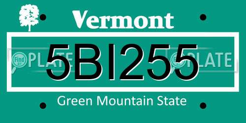 5BI255 Vermont License Plate