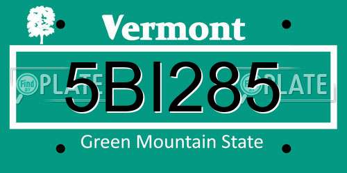 5BI285 Vermont License Plate