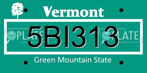 5BI313 Vermont License Plate