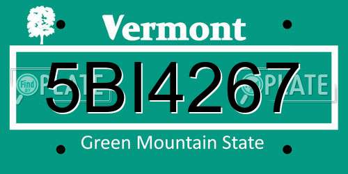 5BI4267 Vermont License Plate