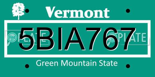 5BIA767 Vermont License Plate