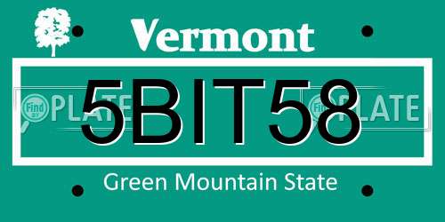 5BIT58 Vermont License Plate