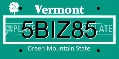 5BIZ85 Vermont License Plate