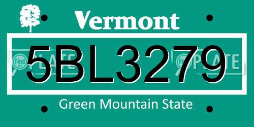 5BL3279 Vermont License Plate