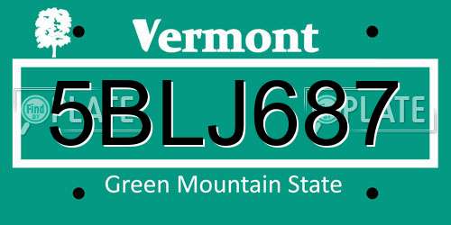 5BLJ687 Vermont License Plate
