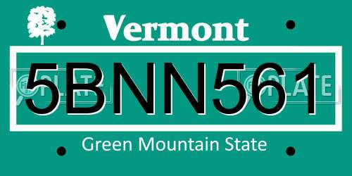 5BNN561 Vermont License Plate