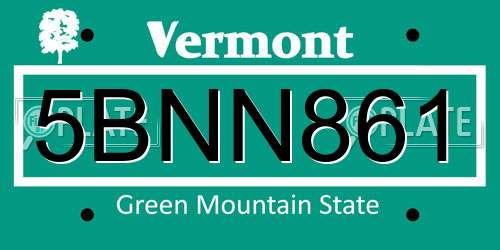 5BNN861 Vermont License Plate