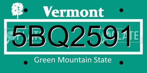 5BQ2591 Vermont License Plate