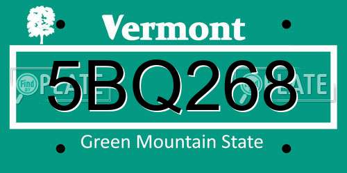 5BQ268 Vermont License Plate