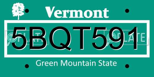 5BQT591 Vermont License Plate