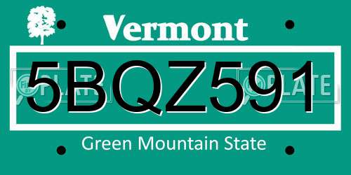 5BQZ591 Vermont License Plate