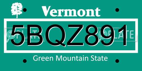 5BQZ891 Vermont License Plate
