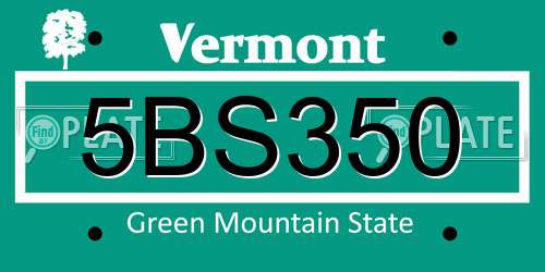 5BS350 Vermont License Plate