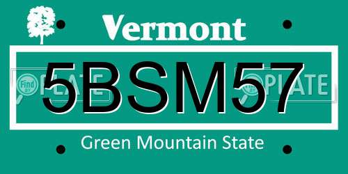 5BSM57 Vermont License Plate