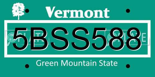 5BSS588 Vermont License Plate