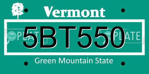 5BT550 Vermont License Plate
