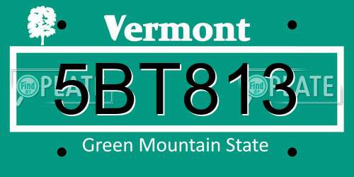 5BT813 Vermont License Plate
