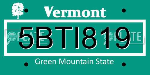 5BTI819 Vermont License Plate