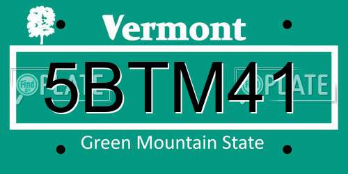 5BTM41 Vermont License Plate