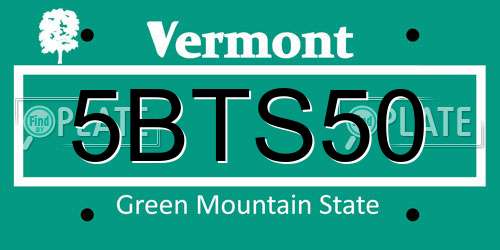 5BTS50 Vermont License Plate