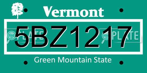 5BZ1217 Vermont License Plate