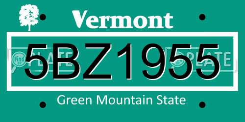 5BZ1955 Vermont License Plate