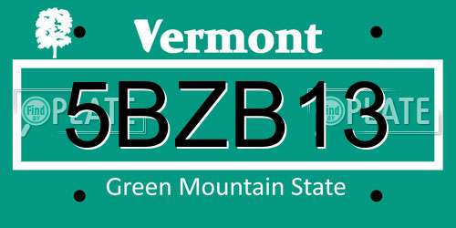5BZB13 Vermont License Plate