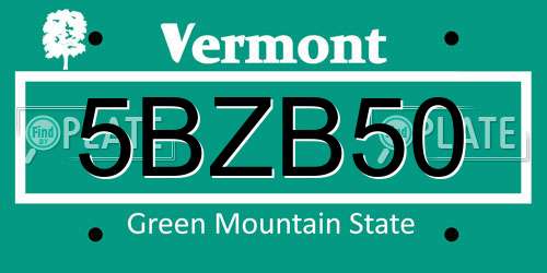 5BZB50 Vermont License Plate
