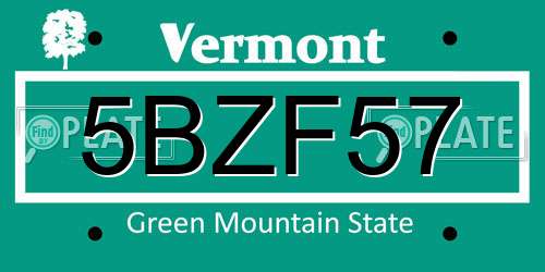 5BZF57 Vermont License Plate