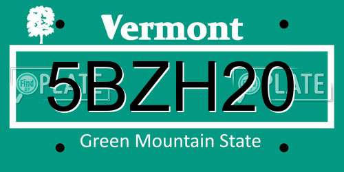 5BZH20 Vermont License Plate
