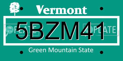 5BZM41 Vermont License Plate