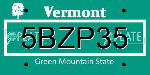 5BZP35 Vermont License Plate