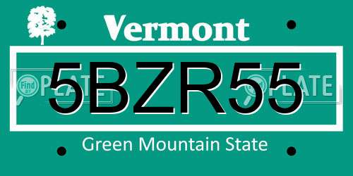 5BZR55 Vermont License Plate